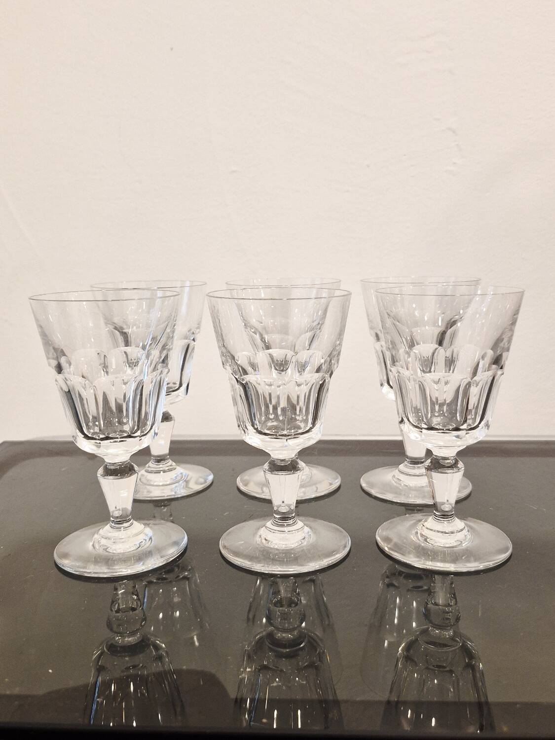 6 crystal glasses stamped Baccarat