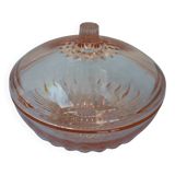 Transparent pink glass candy box