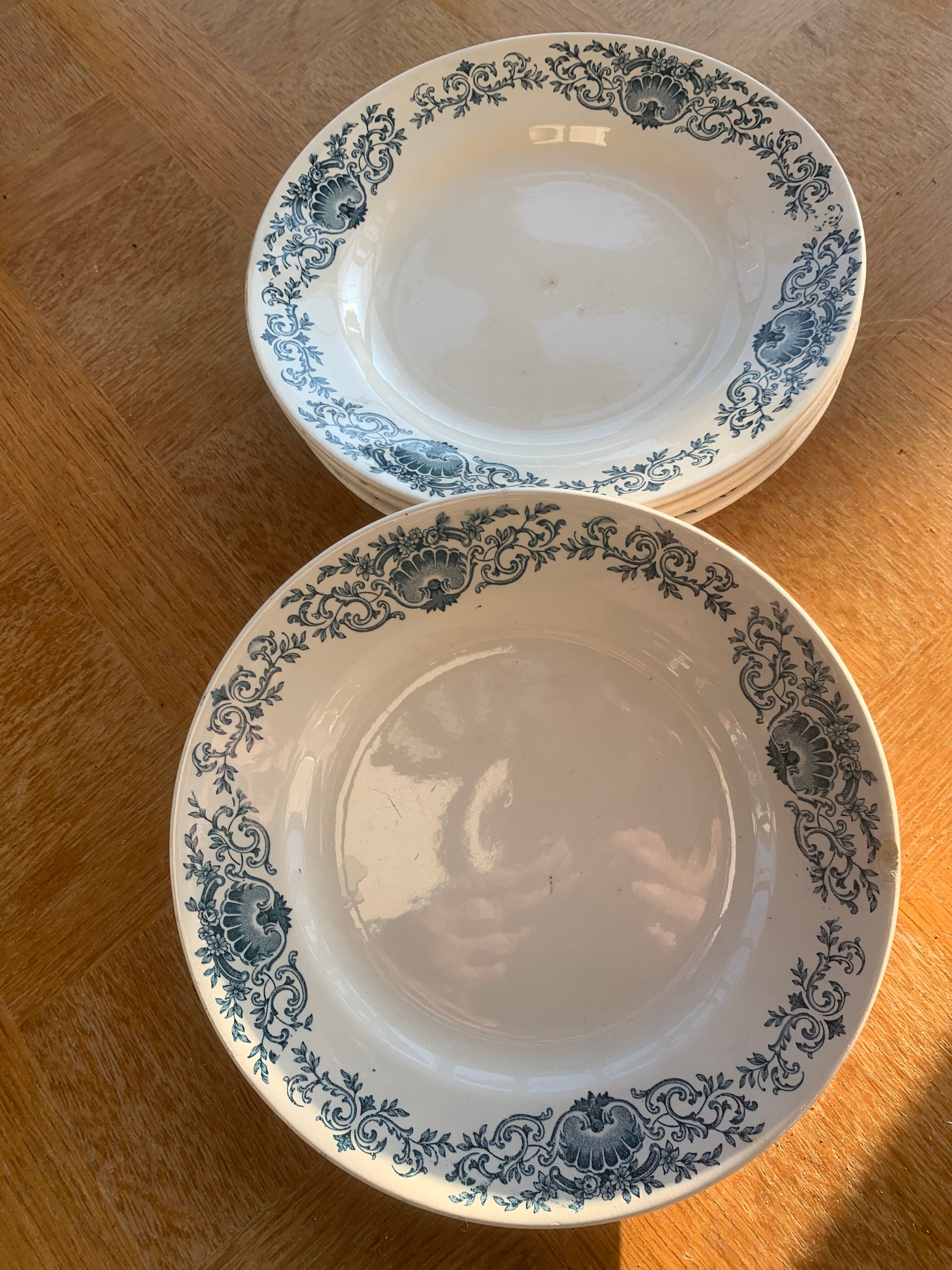 6 flat plates model shell longchamp iron earth art deco