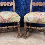 Pair of Renaissance Style Walnut Chairs with Sloping Backs