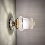 Vintage art deco globe wall or ceiling light in white and gold granite glass