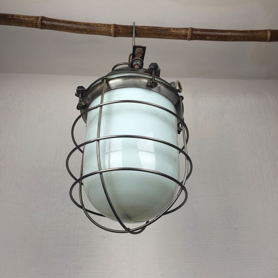 Large hanging metal and opaline