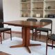 Table à manger danoise extensible en teck, pied central