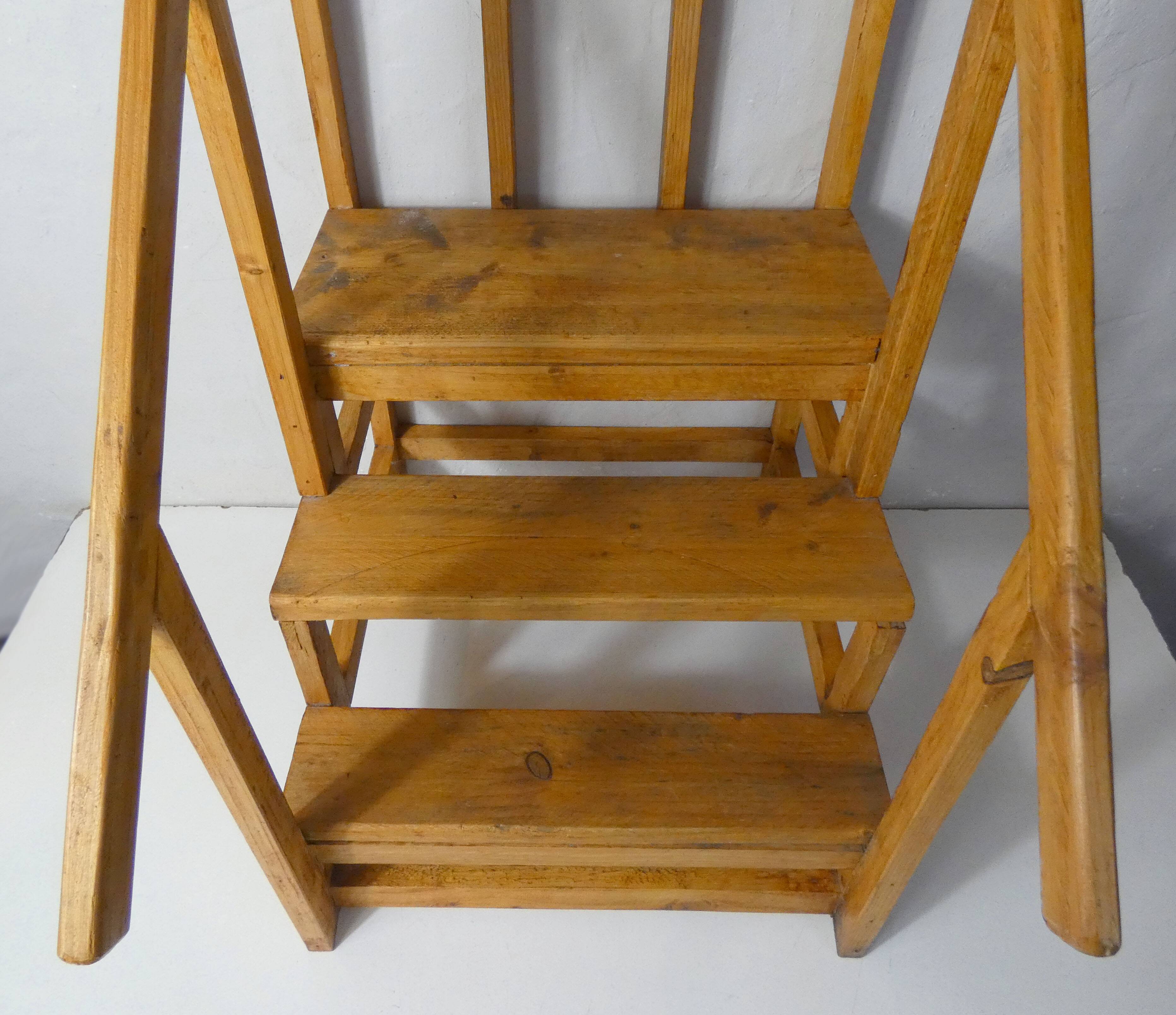 vintage wooden library staircase