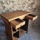 Antique French oak shop counter, kitchen island on wheels, circa 1880–1900.