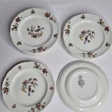 Set of 10 porcelain plates, floral and bird decoration, 18 cm, vintage