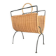 Wicker and lacquered metal magazine holder vintage 1950