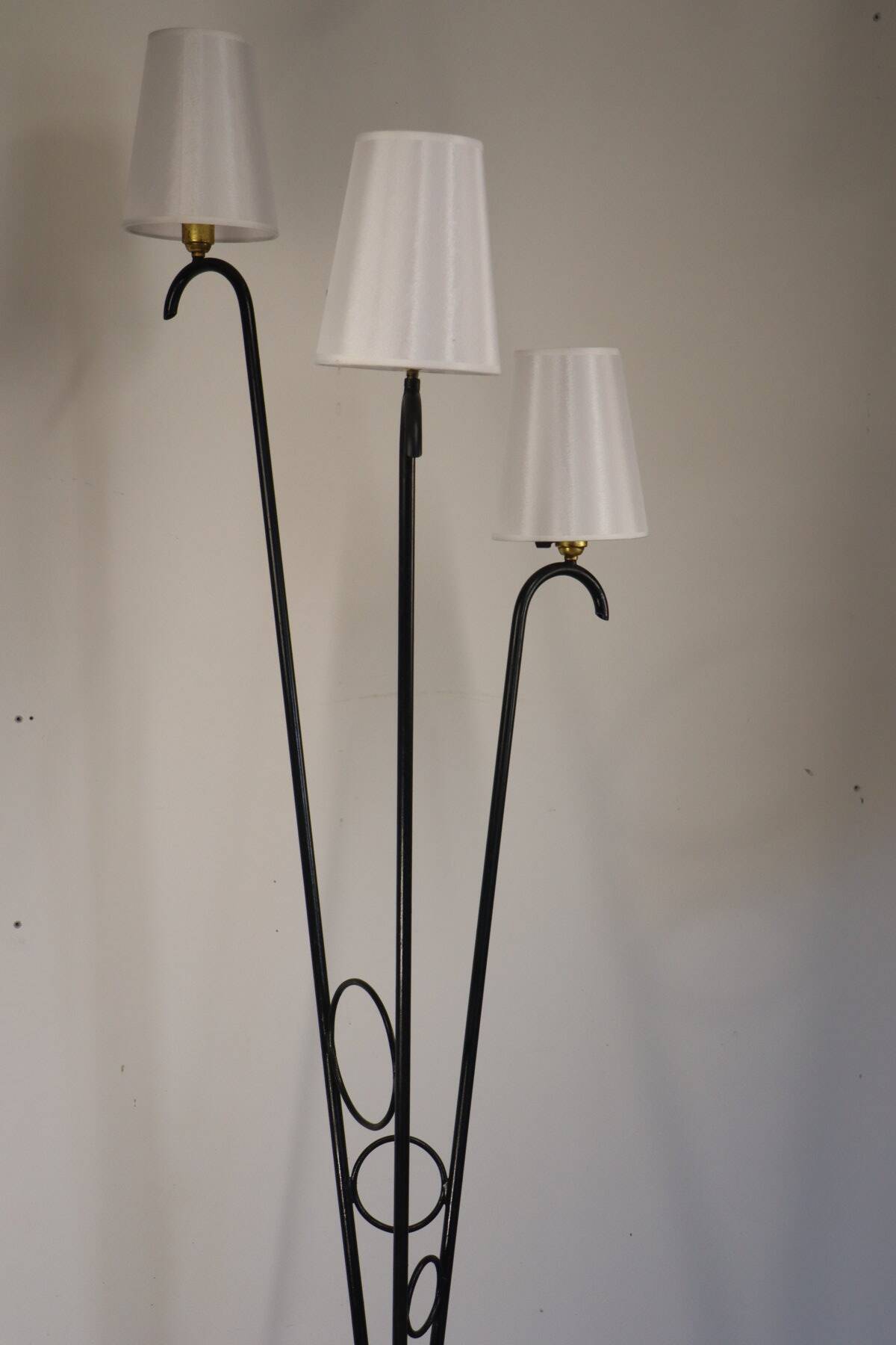 Tripod floor lamp in tubular metal - 1950s