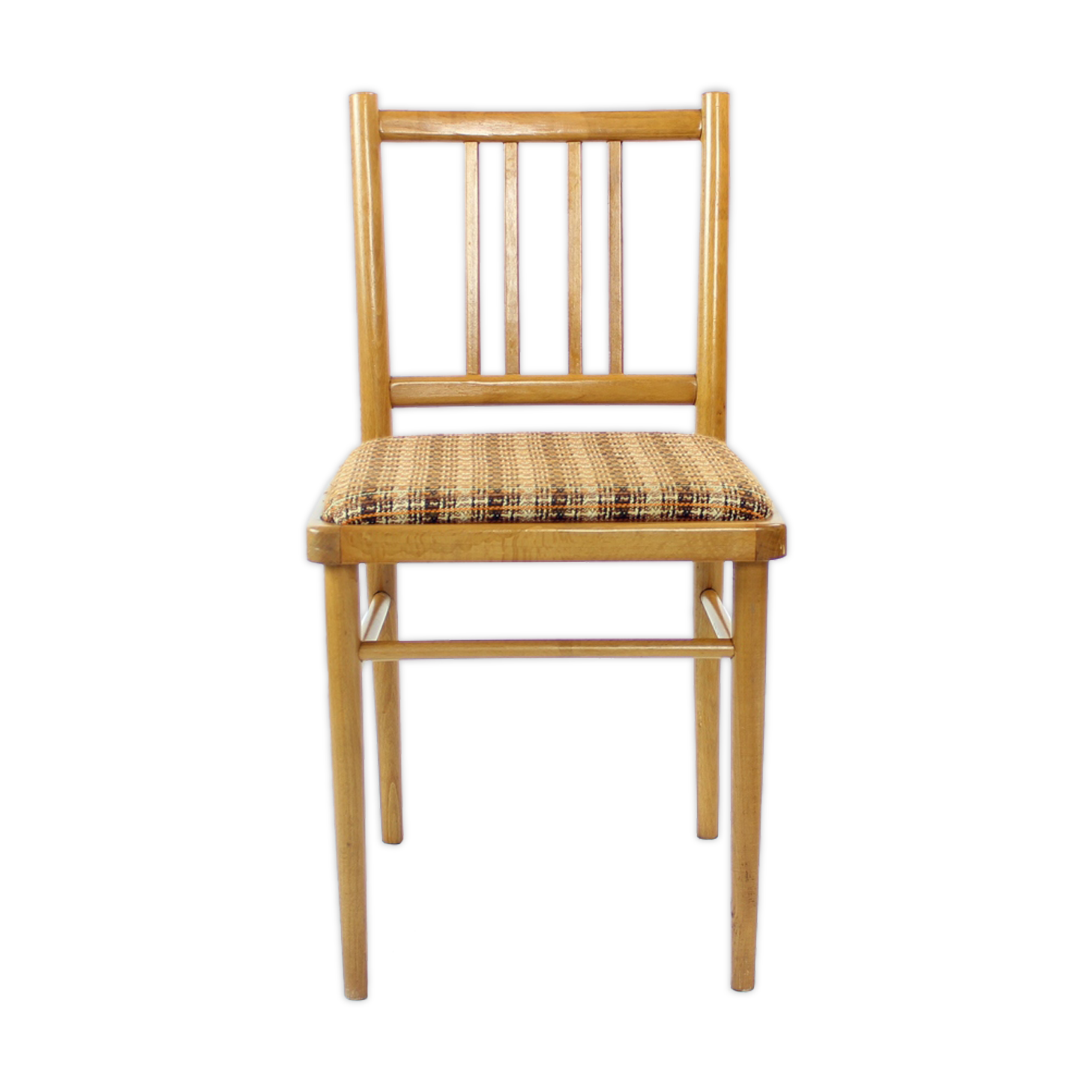 Chaises de salle à manger du milieu du siècle en chêne et tissu, tonne tchécoslovaquie, ensemble de 4