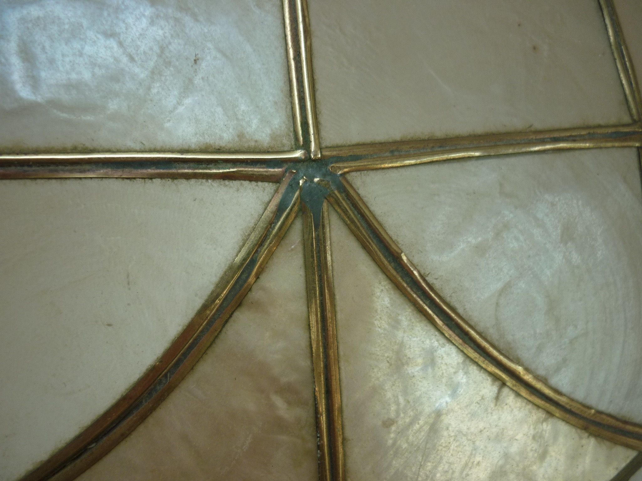 Ceiling light suspension in mother-of-pearl and wood Ø 40 cm