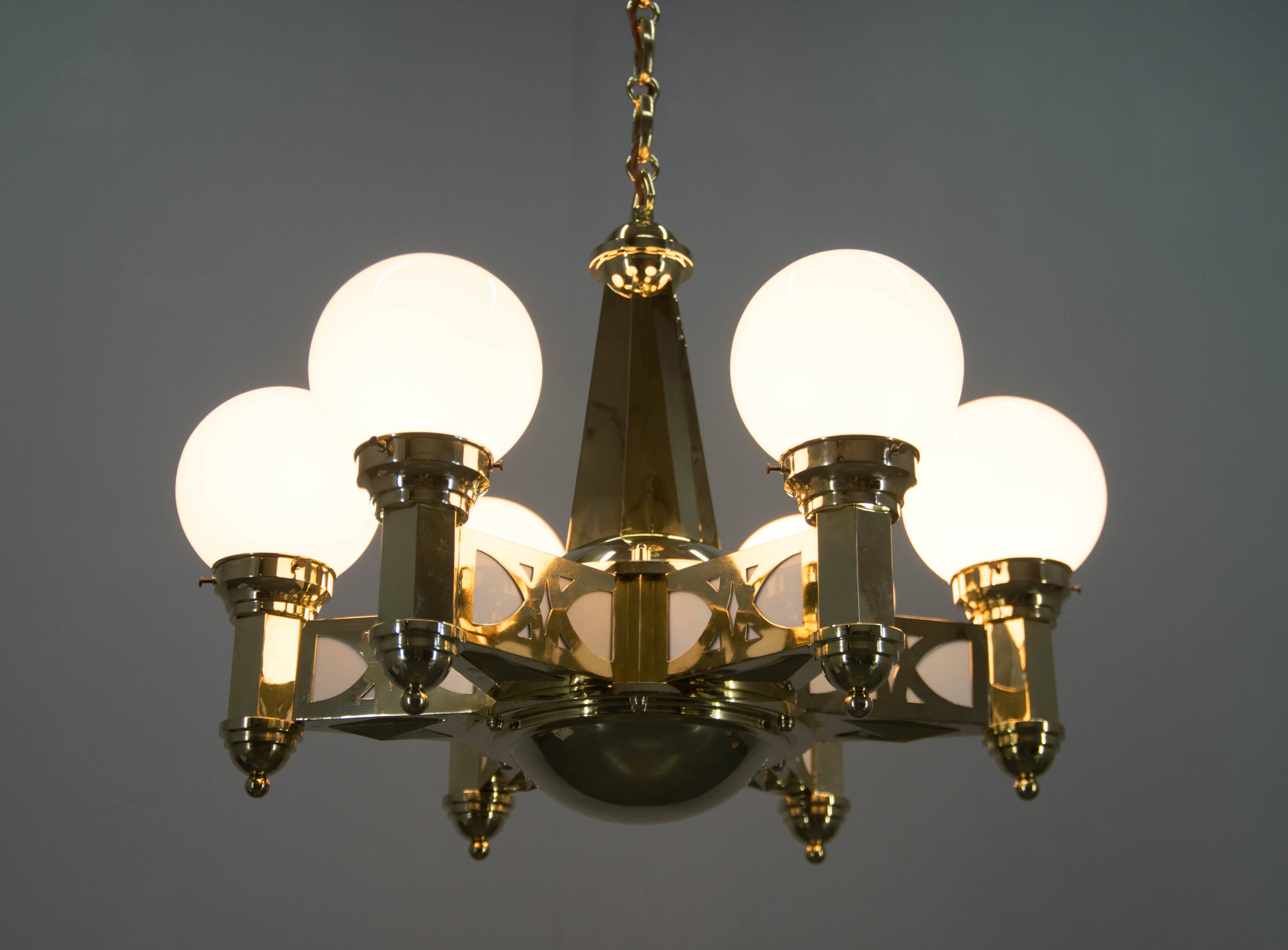Rare Art Nouveau Chandelier by Emil Kralik for Vulkania, 1920s