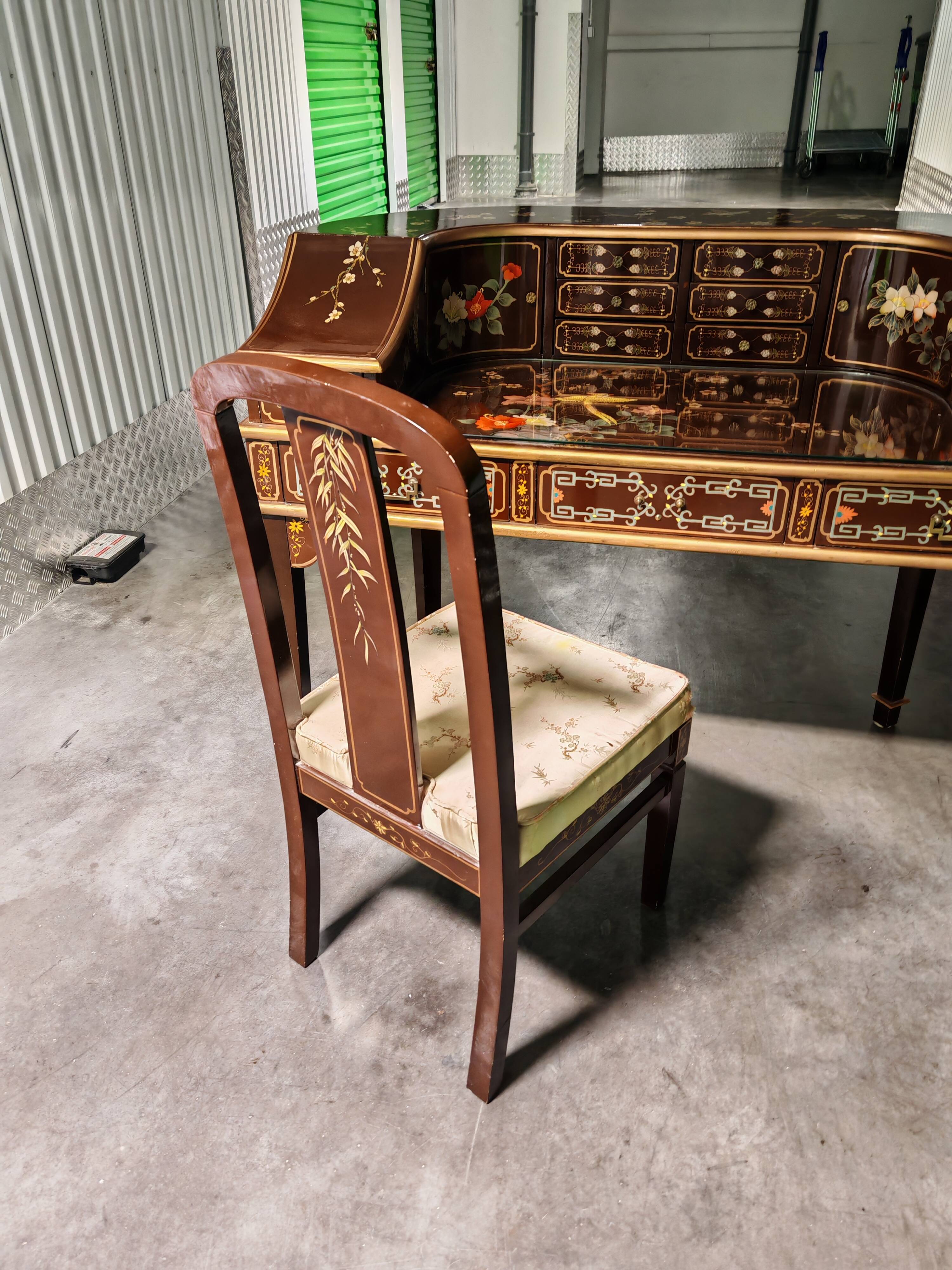 Chinese table with the vintage chair.
