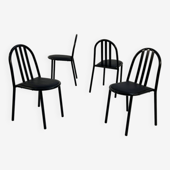 Set of 4 chairs Nr 222. with skai seat by Robert Mallet Stevens, 1980