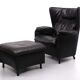 De Sede DS 23 Lounge Wing Chair and Ottoman, 1980s