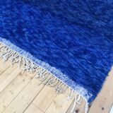 Moroccan Berber carpet Beni Ouarain uni blue 3.3x2.26m