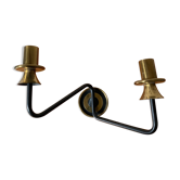 Vintage brass and black double arm wall lamp