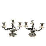 Wiskeman, pair of rococo chandelier, silver metal