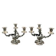 Paire de chandelier rococo, métal argenté