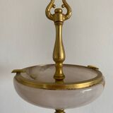Onyx and brass ashtray on stand