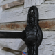 Black gooseneck courtyard wall lamp