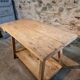 Old French work table / kitchen island / console, beech and chestnut, circa 1930–1950