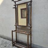 Vestiaire en bambou teinté avec miroir et porte-parapluies – 1920