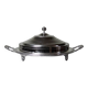Rare vintage oriental covered serving dish in silver-plated metal, mid-20th century.