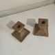 Pair of square teak candle holders — Scandinavian / natural style