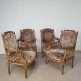 4 fauteuis LXVI dorés