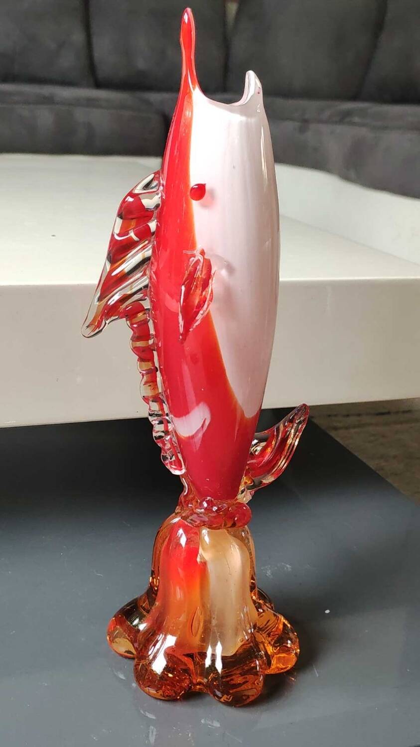 Soliflore Vase/Swordfish Fish Figurine in Murano Italy blown art glass. High 29 cm