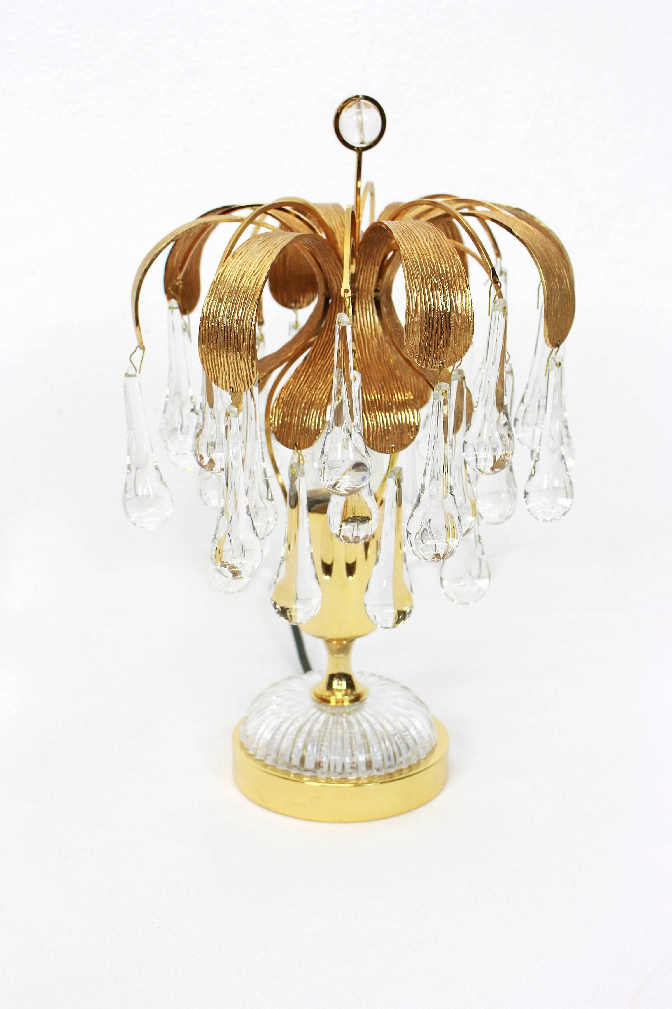 Pair of Murano glass table lamps in the shape of a drop by Palwa, Germany, 1960s.
