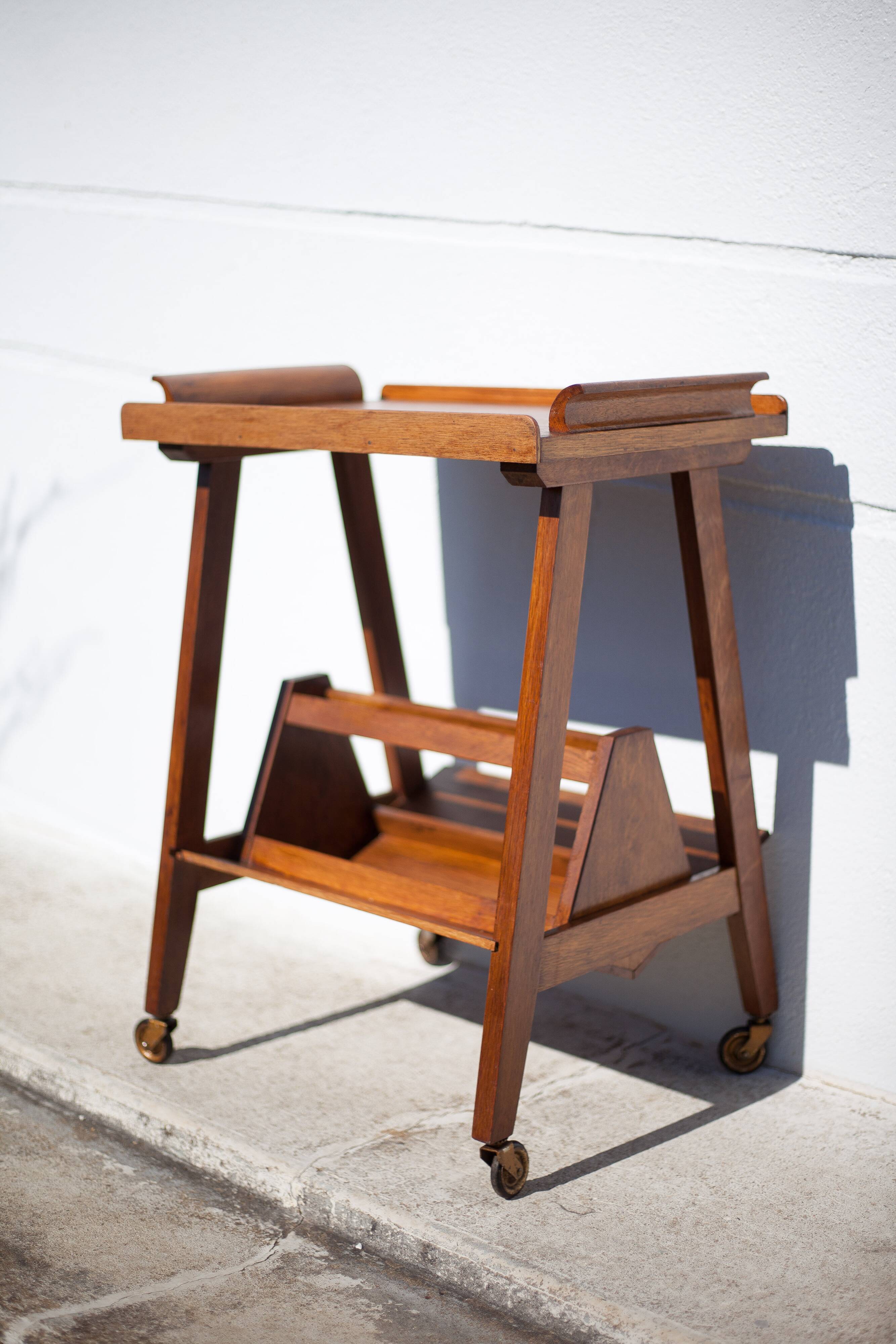 Wooden service on wheels