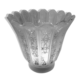 Art Deco glass tulip, engraved with Arabic on a frosted background