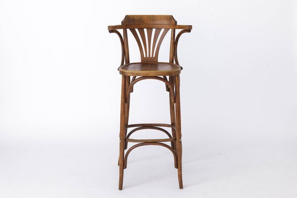1 tabouret haut de pub irlandais vintage en bois avec technique de bois courbé des années 1960-1970