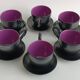 Ensemble de six tasses et leur soucoupe en céramique Monica Ceram Vallauris