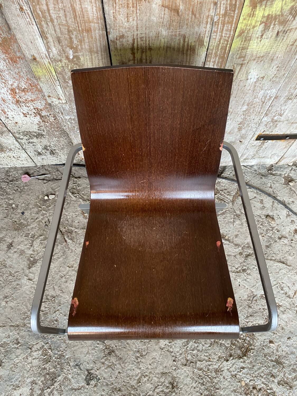 ZOE Armchair Design By Archirivolto LIGNE ROSET Grey Metal + Wood Shell