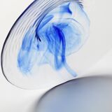 Vintage Bormioli Rocco Blue Swirl Glass Bowl, Mid-Century Italian Art Glass