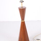 Floor lamp with wooden base and original shade 60s