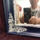 small antique silver patinated mirror