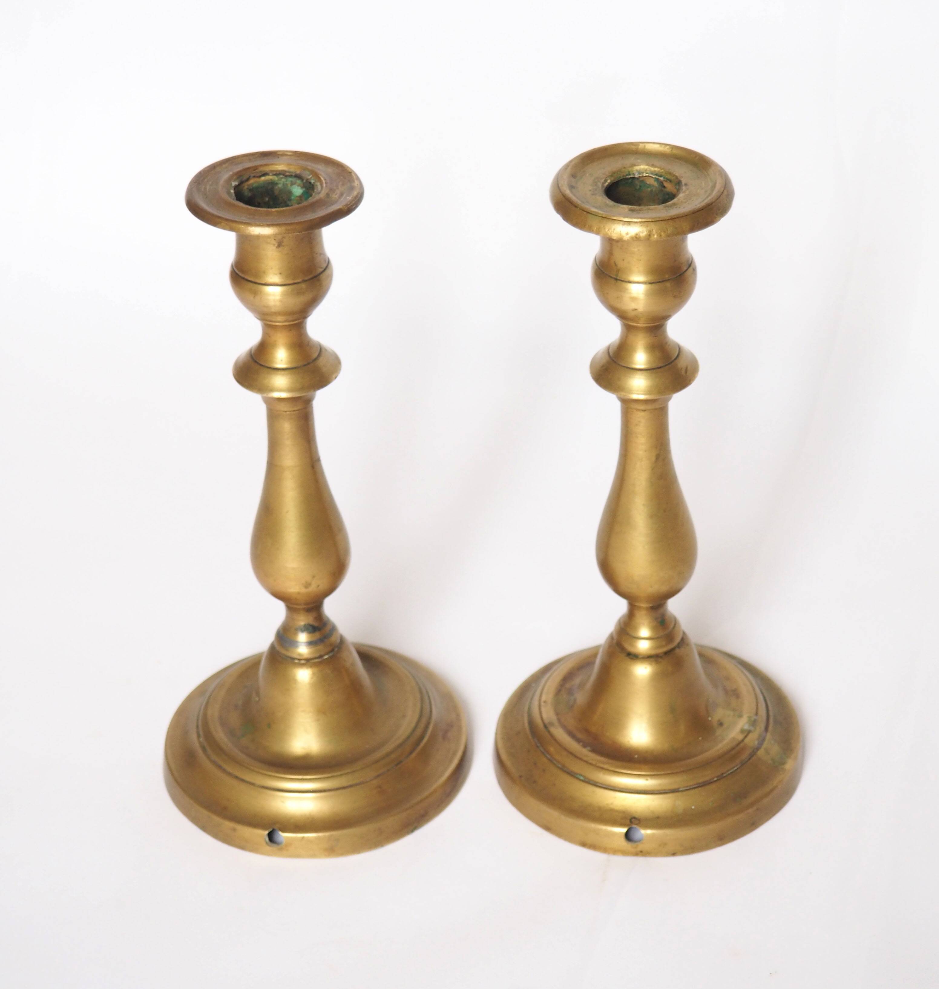 Pair of brass candlesticks