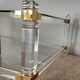 Table XL Laiton massif et Plexiglas-Style Jansen 1970
