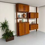 Antique modular shelf in solid French elm from the 60s, vintage