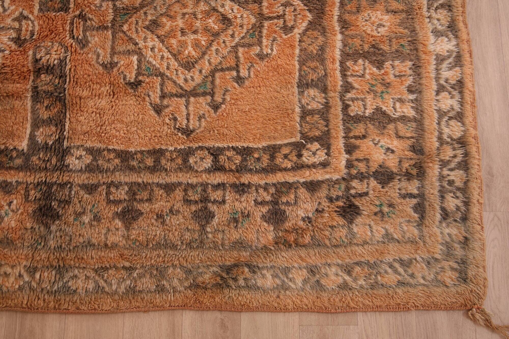 Terracotta Vintage Moroccan Rug 199 x 342 cm, Berber Handmade Wool Rug boho