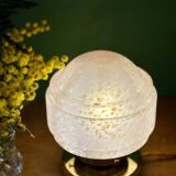 Vintage glass globe table lamp in pink from Clichy.