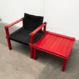 Mid-Century German Farmer Series chairs and table by Gerd Lange for Bofinger, 1960s, set of 5.