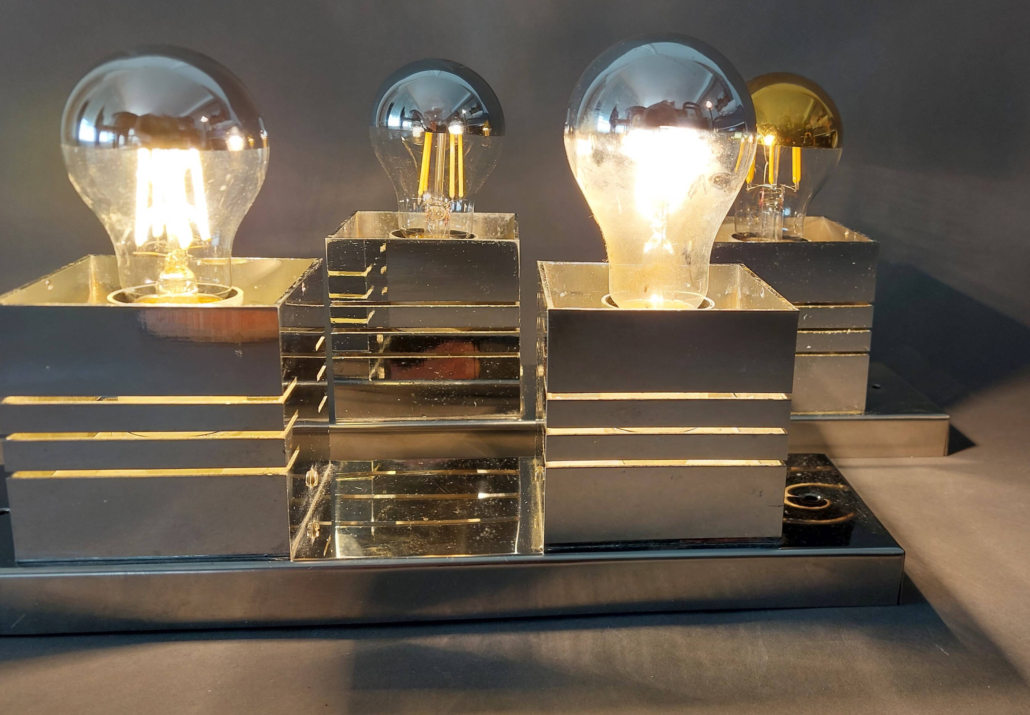 Pair of Spage Age 1970 chrome wall lights.