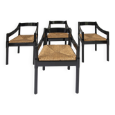 Set of 4 vintage Carimate armchairs by Vico Magistretti for Cassina, Italy 1960s