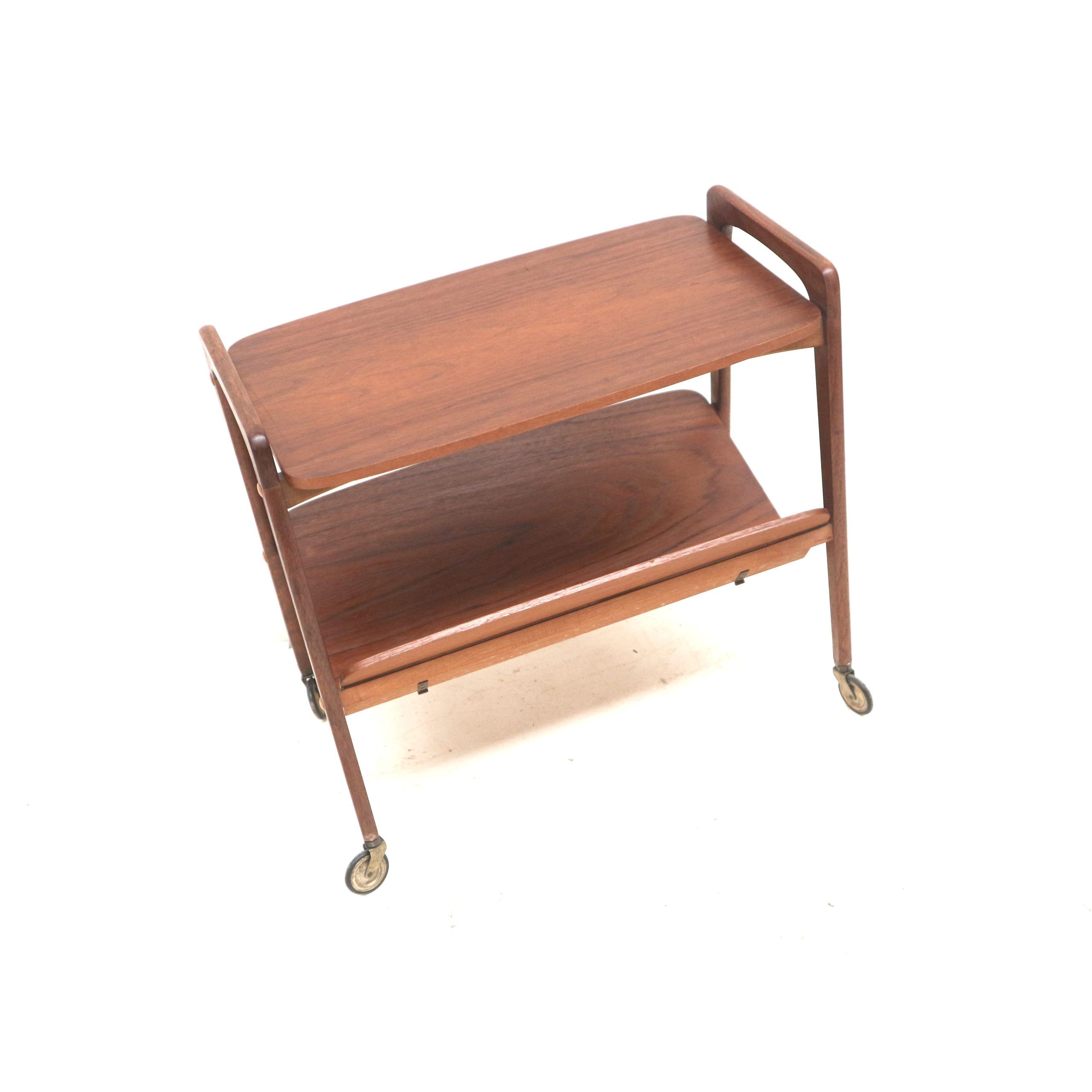 Vintage teak serving trolley/side table with magazine rack, Opal, 1960s