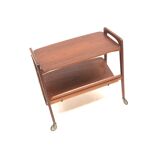 Vintage teak serving trolley/side table with magazine rack, Opal, 1960s
