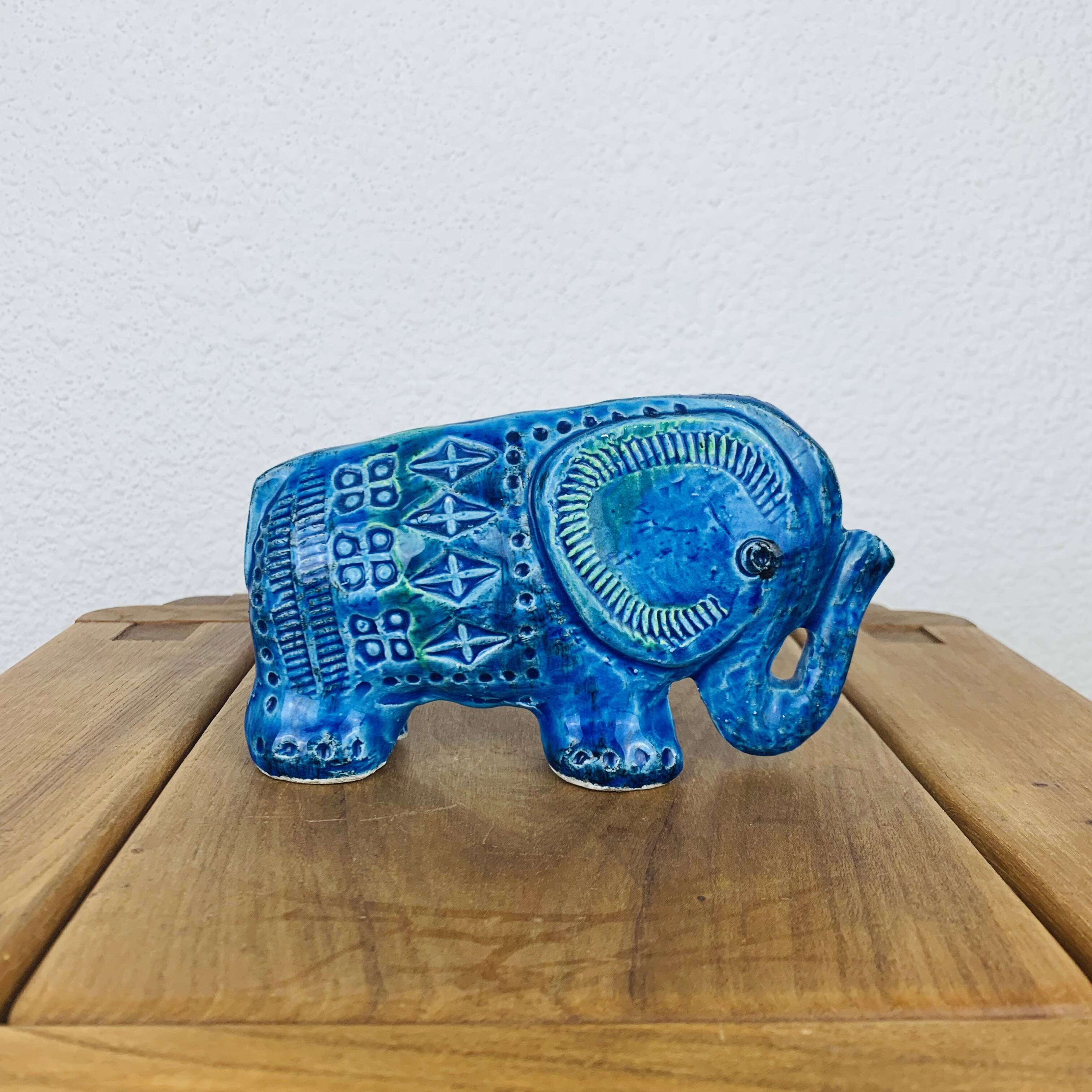Elephant Aldo Londi for Bitossi, Rimini Blue